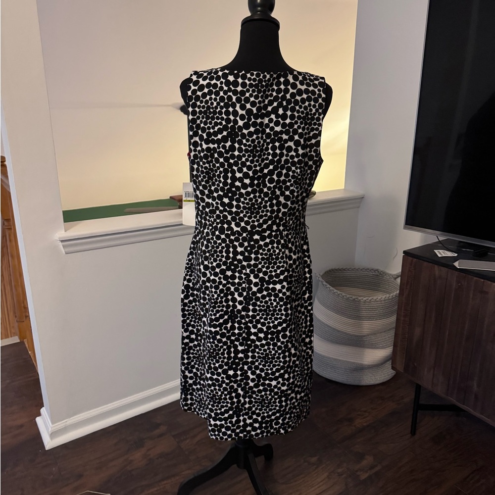 London Times Black and White Patterned Midi Dress